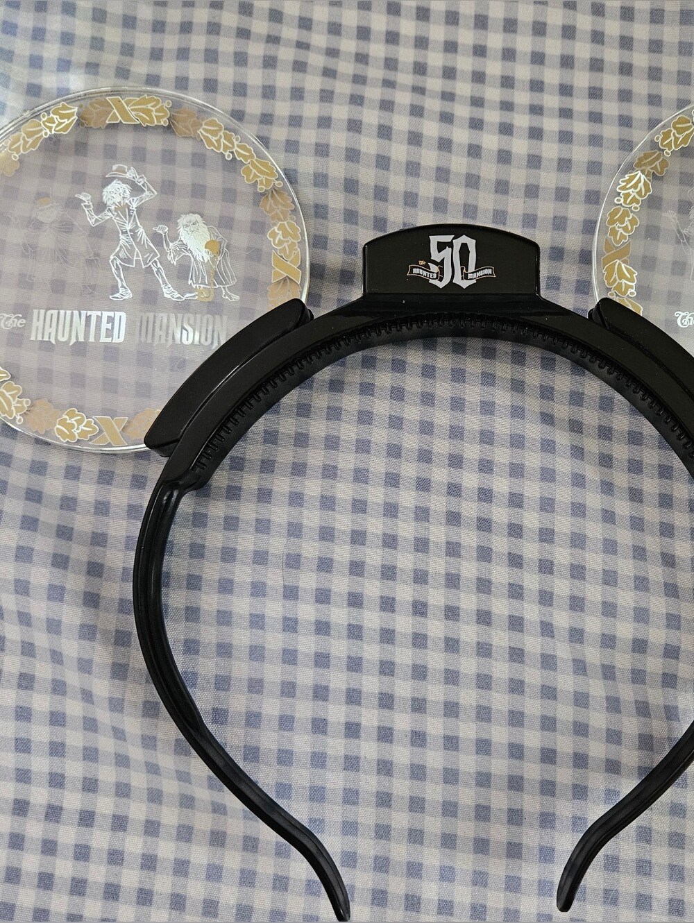 Disney Black Haunted Mansion Ear Headband with Gold Accent Lenses